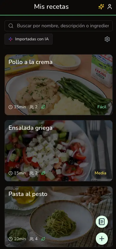 Captura de pantalla de la aplicación móvil MyMedesp mostrando la pantalla de recetas